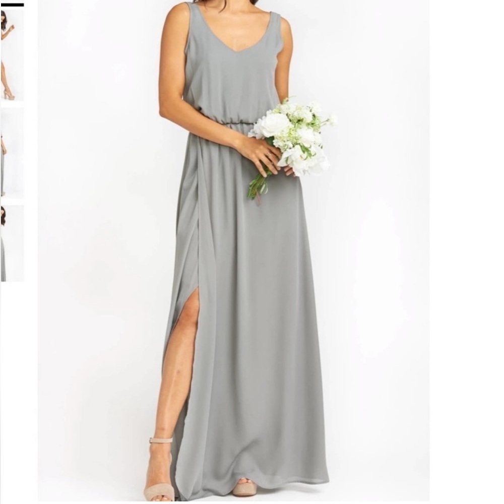 Show Me Your Mumu Kendall Maxi Dress in Soft Charcoal Crisp